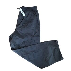 Victoria's Secret PINK Nylon Y2K Wide Leg Cargo Pants Black Elastic Waist Size L